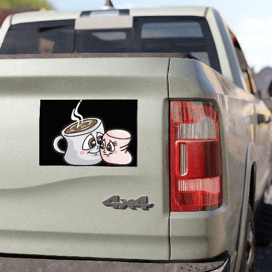 HOT CHOCOLATE AND MARSHMALLOW Love funny comic Car Magnets