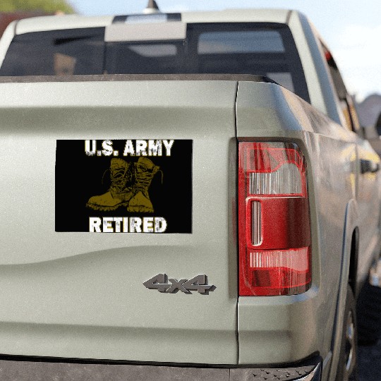 US Army Retired Distressed With Logo Short Sleeve Car Magnets