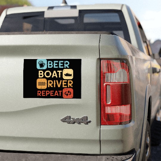 Beer Boat River Repeat Car Magnets