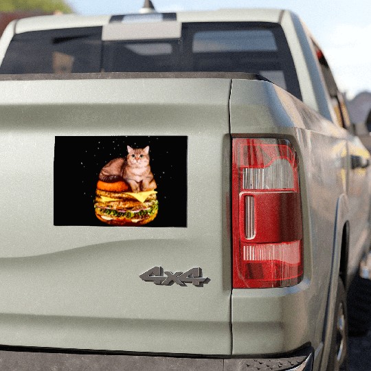 Hamburger Space Cat Funny Kitty Gift Car Magnets