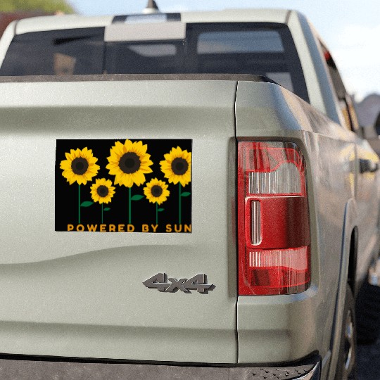 Sunflower Powered By Sun Summer Gift Idea Car Magnets