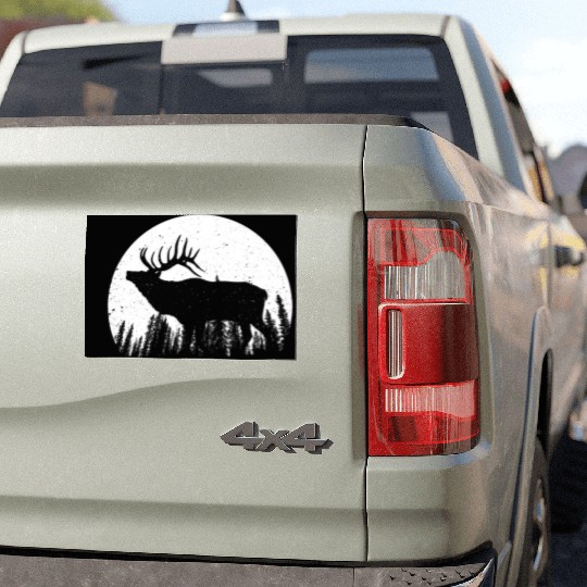 Elk Antlers Forest Moon Car Magnets