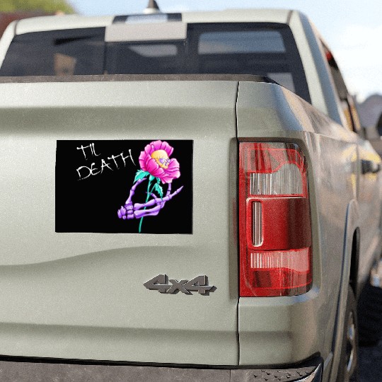 Til Death Valentine Skeleton Hand Skull Flower Car Magnets