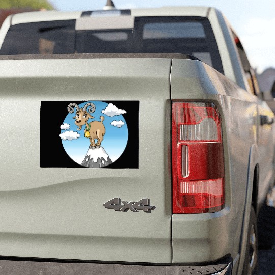 Mountain goat peaks with snow cartoon Car Magnets