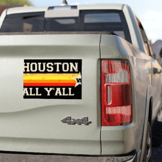 Houston vs All Y'all Vintage Stripe Texas Baseball Car Magnets