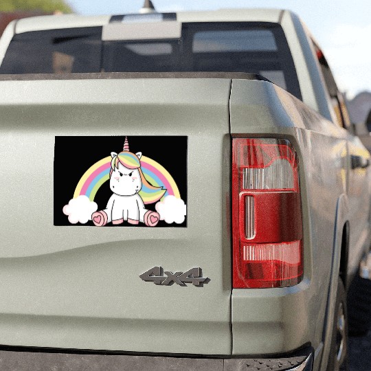 Grumpy Unicorn Evil Bad Mood Unicorn Rainbow Car Magnets