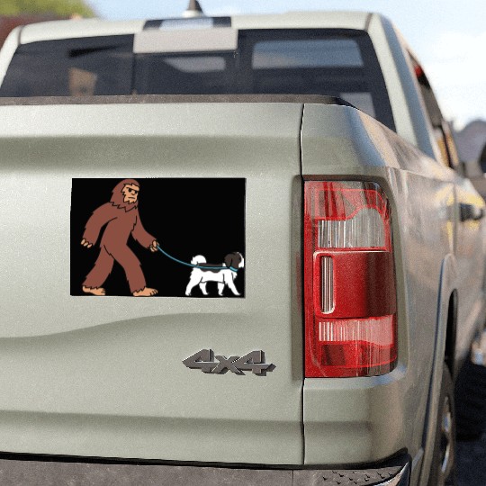Bigfoot Sasquatch Walking Havanese Car Magnets