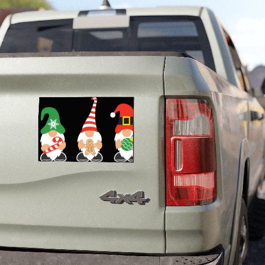Christmas Gnomes with candy cane, gift Car Magnets