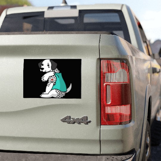 I Love Dad Dalmatian Car Magnets