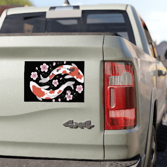 Japanese Koi Fish and Cherry Blossom Car Magnets