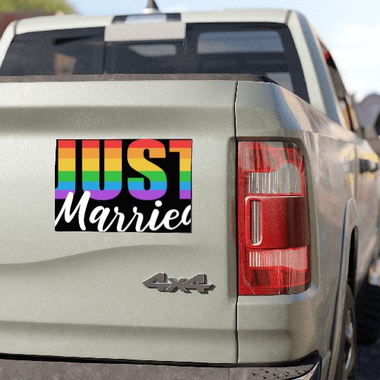 Just Married LGBTQ LGBTQ Gift Car Magnets