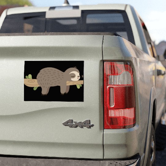 sleeping sloth on tree branch Car Magnets