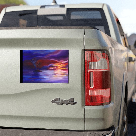 Colorful Sunset Landscape Painting Car Magnets