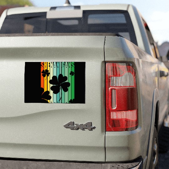 St Patrick Shenanigans Retro Shamrock Car Magnets