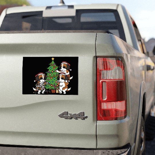 Saint Bernard Christmas Tree Car Magnets