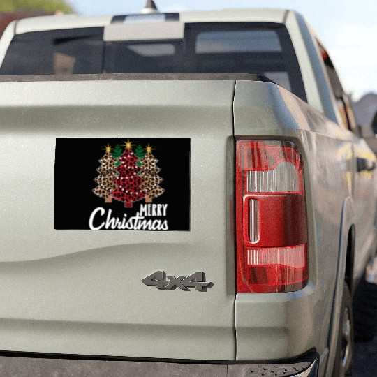 Cute Merry Christmas Leopard Print Tree Christmas Car Magnets