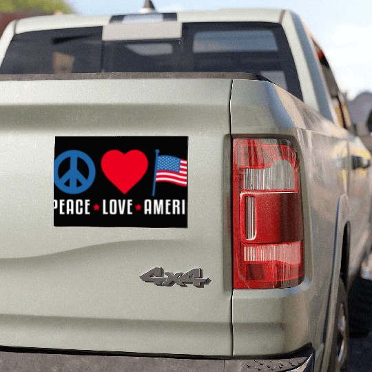 Peace Love America US Flag Independence Car Magnets