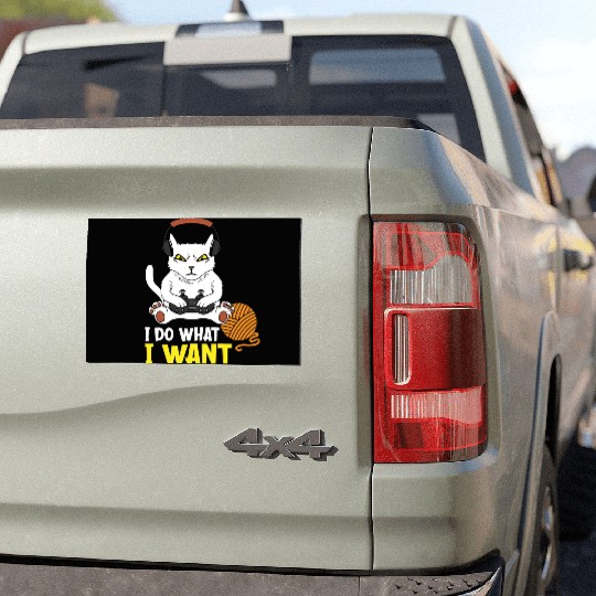 I Do What I Want Funny Gaming Cat Car Magnets