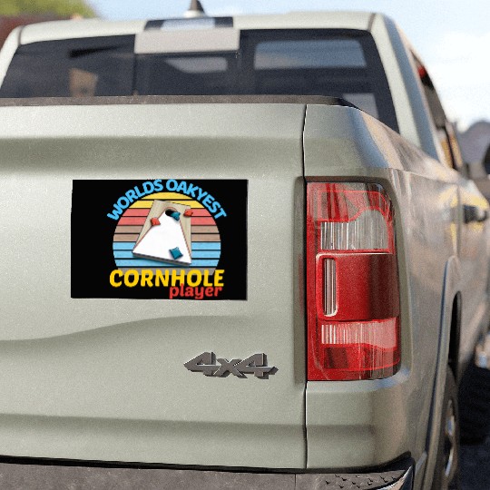 worlds oakyest cornhole player two Car Magnets