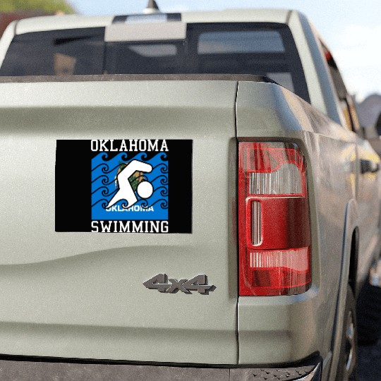 Oklahoma Flag Swimming Team Swim Swimmer US State Car Magnets