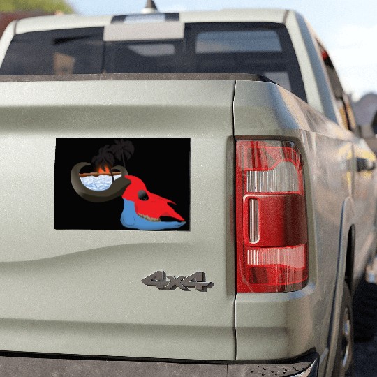 buffalo skull colorful Car Magnets