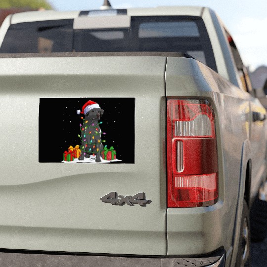 Black Lab Labrador Christmas Lights Pajama Dog Car Magnets