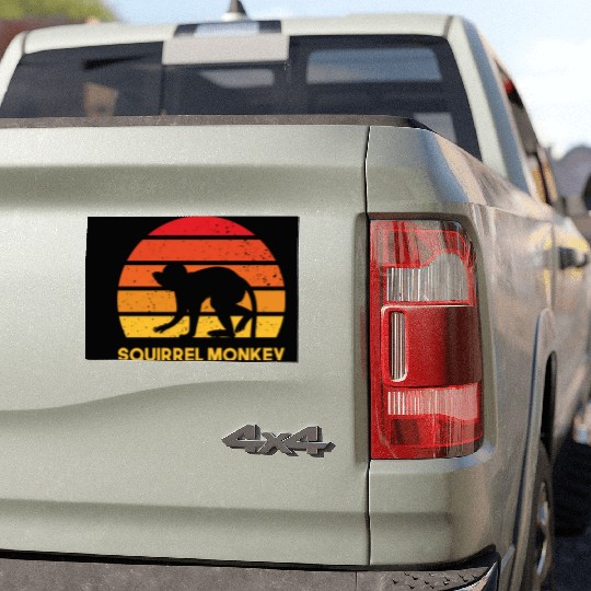squirrel monkey sunrise sundown design Car Magnets