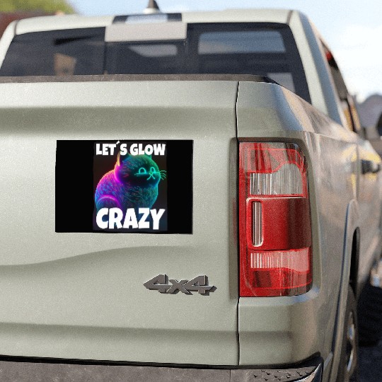 Lets Glow Crazy Cat Kitten Fluffy Cat Car Magnets