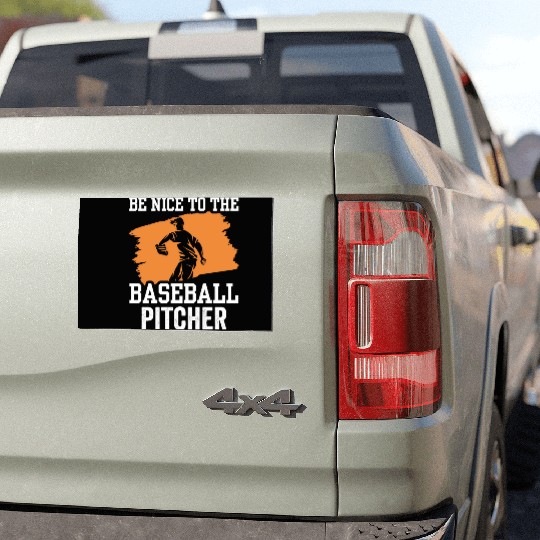 Be Nice To The Baseball Pitcher Hobby Player Car Magnets