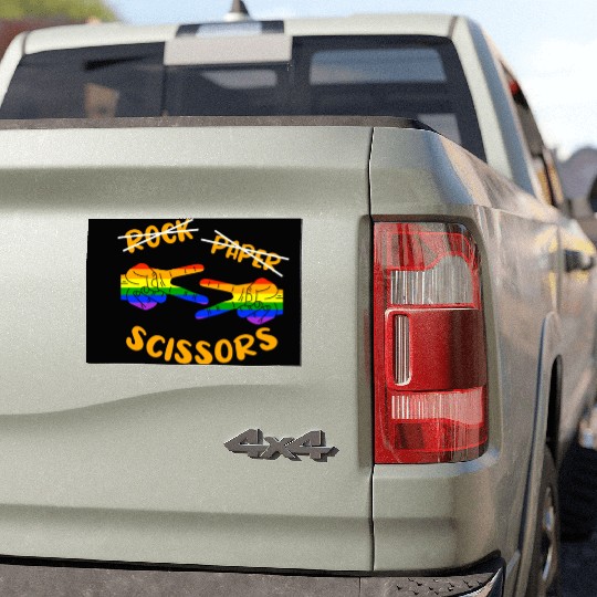 Rock Paper Scissors, LGBT Rainbow Flag Car Magnets