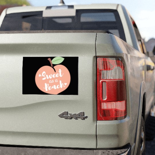 Sweet As A Peach Typography and Hearts Car Magnets