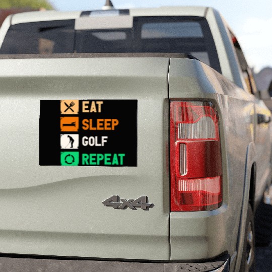 Eat Sleep Golf Repeat Funny Gaming Car Magnets