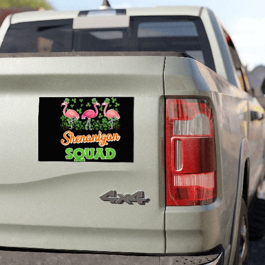 Flamingo Shenanigan Squad St. Patrick's Day Car Magnets