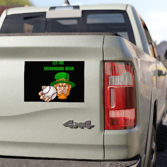 Let The Shenanigans Begin Baseball St Patrick's Da Car Magnets