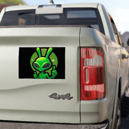 Happy green Alien Car Magnets