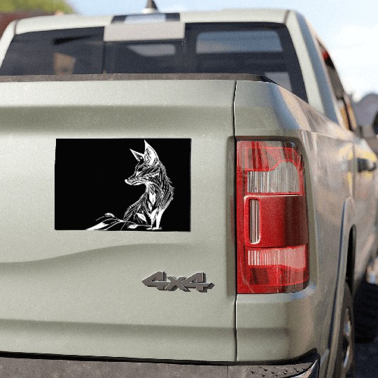 Elegant Fox Portrait In Tattoo Lines Ink Car Magnets