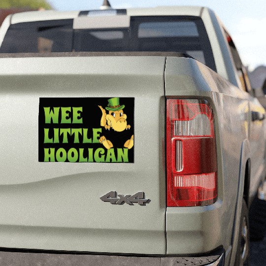 Wee Little Hooligan t-rex Dinosaur St Patrick Day Car Magnets
