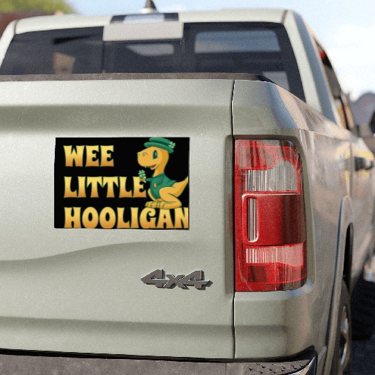 Wee Lil Hooligan loves Dinosaur St Patrick Day Car Magnets