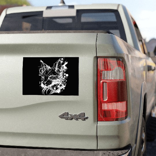 Space Cat In Vintage Tattoo Style Car Magnets