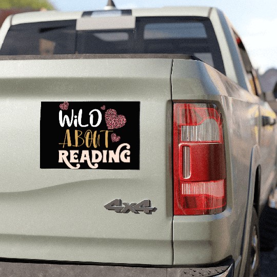 Wild About Reading Leopard Print Book Lover Car Magnets