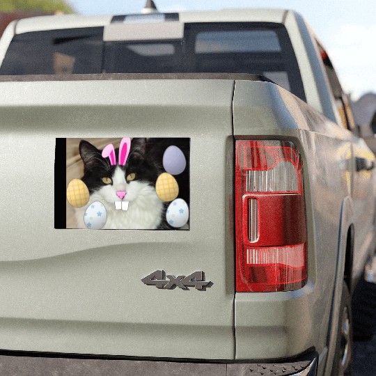 Easter Bunny Cat Face Decor Car Magnets