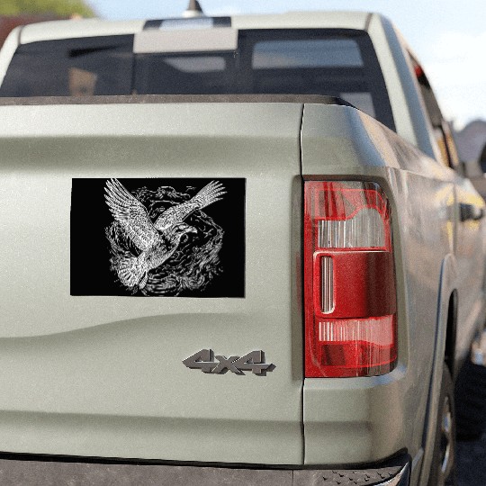 Flying Seagull Over The Water Cloud Car Magnets