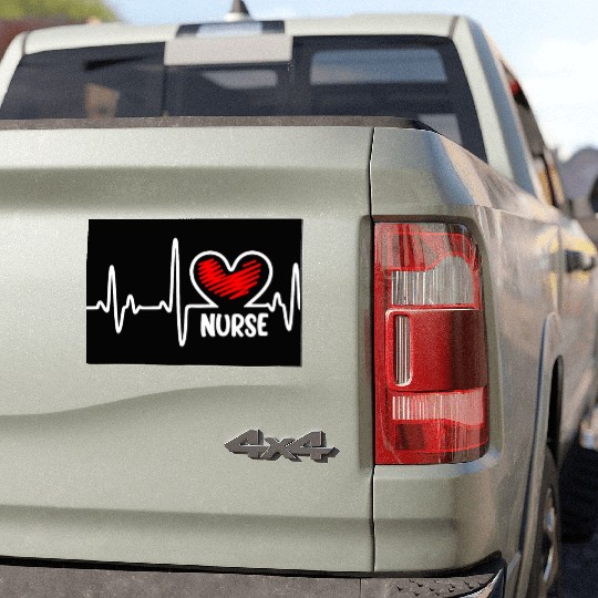 Nurse, heart beat Car Magnets