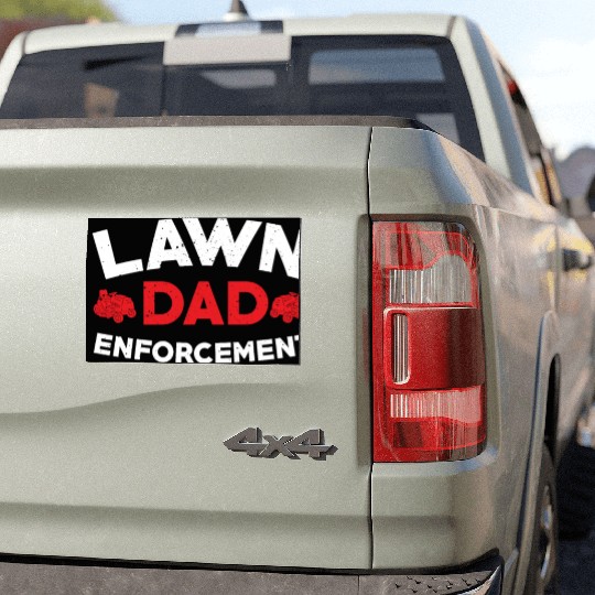 Lawn Enforcement Dad Outfit Cutting Grass Car Magnets