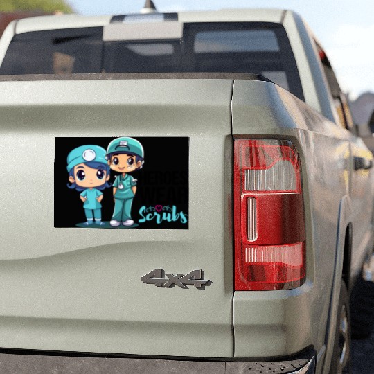 Heroes wear scrubs Car Magnets