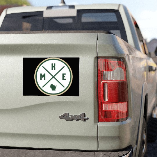 Milwaukee Circle Patch Green Car Magnets