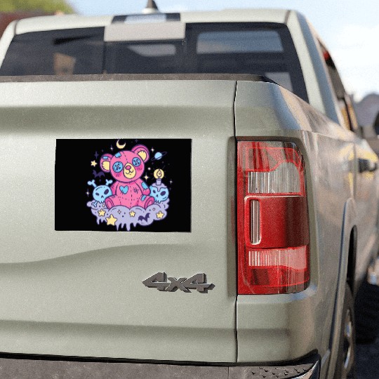 Yami Kawaii Creepy Teddy Bear With Skulls Car Magnets