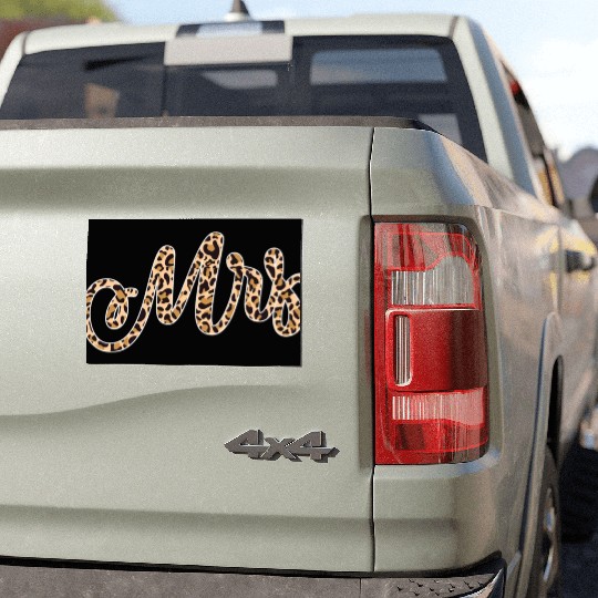 Bride Groom Mrs Leopard Print Wedding Car Magnets