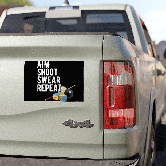 Aim Shoot Swear Repeat - Pool Player - Hall Shark Car Magnets