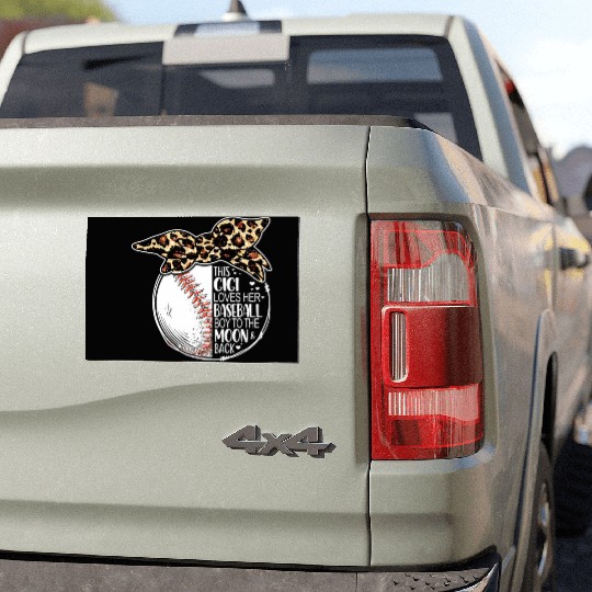 Baseball Gigi Vintage Leopard Messy Bun Car Magnets